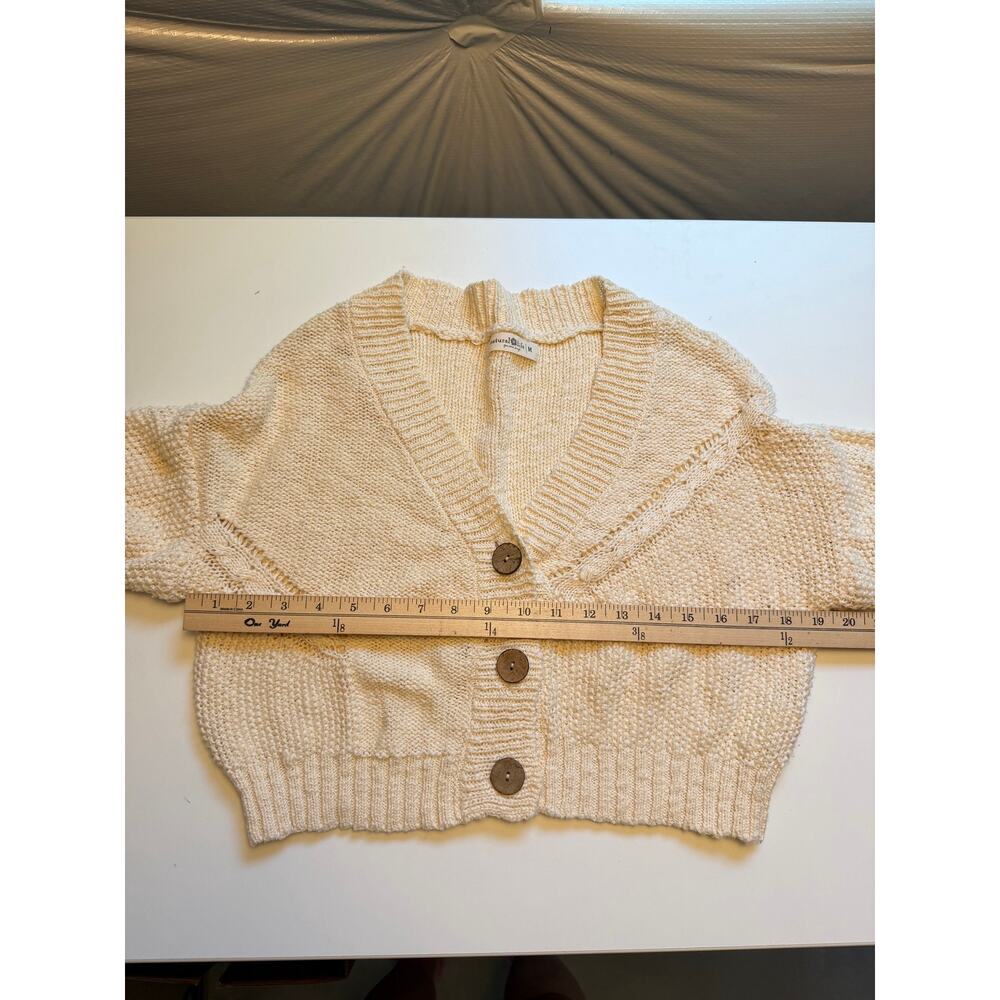 Natural Life Cream Cotton V-Neck Cropped Cardigan Sweater Size M Boho Casual - Picture 11 of 11